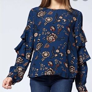 Sanctuary Blue Life Harvest Moon Floral Print Tilly Shirt